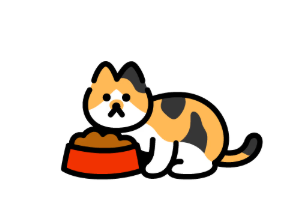 餌を食べる三毛猫